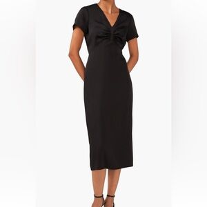 Halogen Silky Black Midi Dress